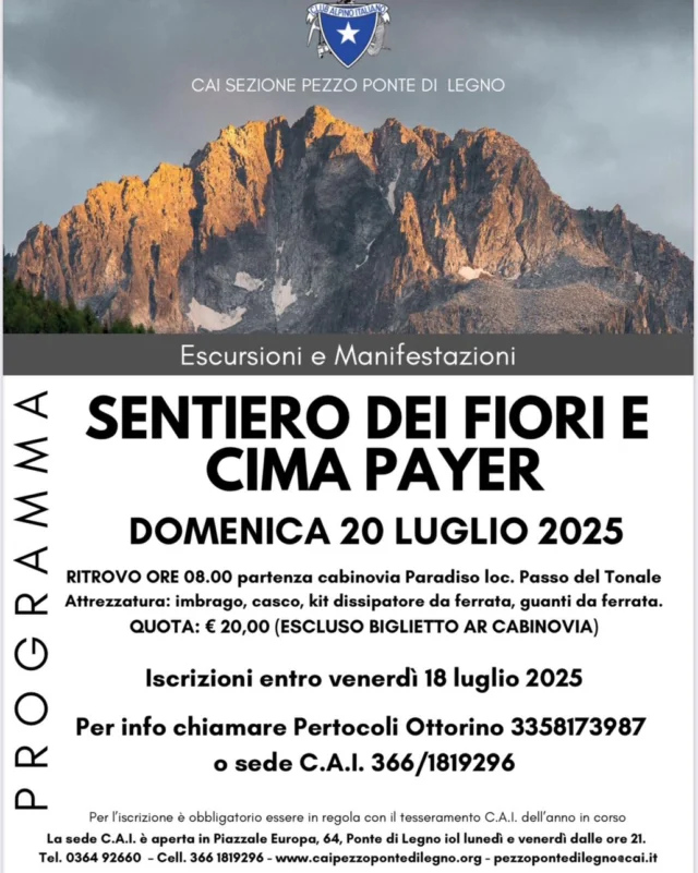 Due bellissime escursioni sulle montagne di “casa”, posti limitati. Per tutte le info visitate il nostro sito all’indirizzo www.caipezzopontedilegno.it